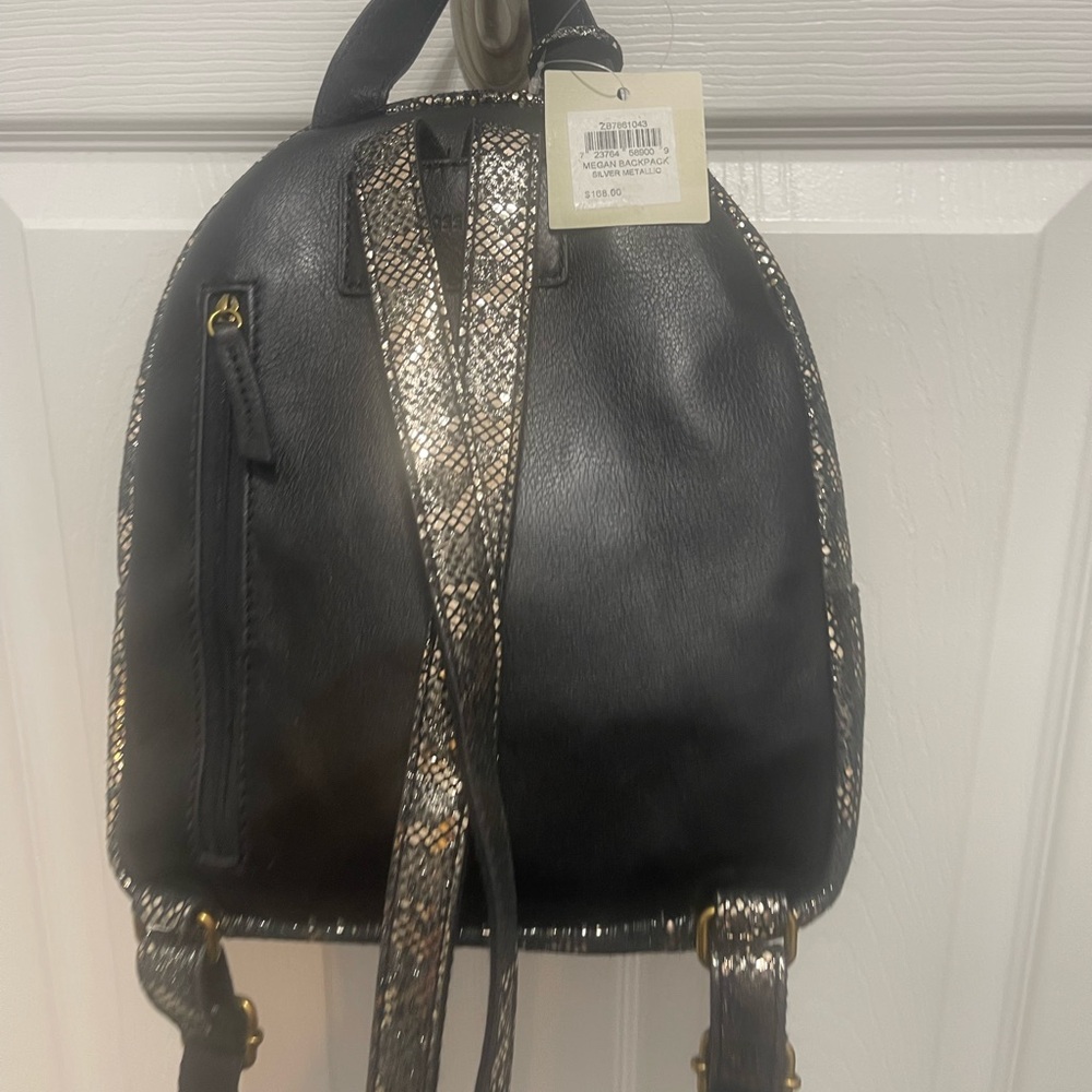 Fossil Black and Gold Patterned Backpack - Picture 6 of 13